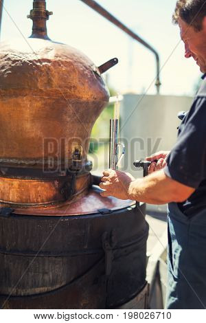 Traditional home made distillery for making brandy