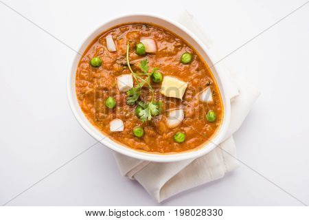 Pav bhaji or pavbhaji - popular Indian street food, selective focus