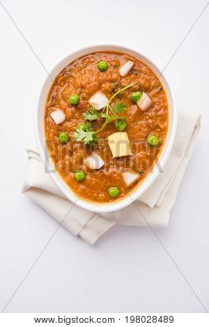 Pav bhaji or pavbhaji - popular Indian street food, selective focus
