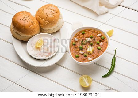 Pav bhaji or pavbhaji - popular Indian street food, selective focus
