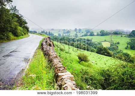 Road views of Rainow, near Macclesfield, Cheshire, United Kingdom, selective focus