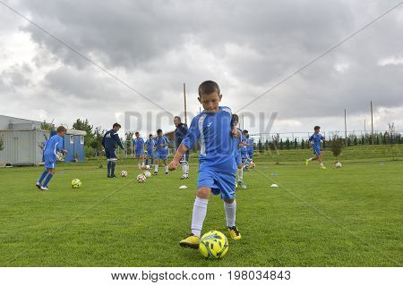 Ghimbav, Brasov, Romania - Agust 3: Soccer Football Training Camp For Kids, Children At Forex Ghimba