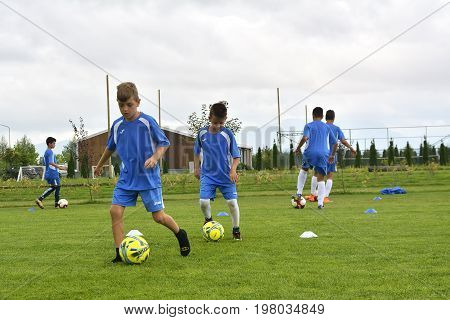 Ghimbav, Brasov, Romania - Agust 3: Soccer Football Training Camp For Kids, Children At Forex Ghimba