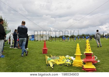 Ghimbav, Brasov, Romania - Agust 3: Soccer Football Training Camp For Kids, Children At Forex Ghimba