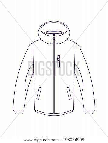 Touristic winter jacket isolated vector icon. Outdoor activity, nature traveling equipment element.