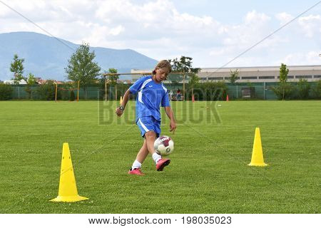 Ghimbav, Brasov, Romania - Agust 3: Soccer Football Training Camp For Kids, Children At Forex Ghimba
