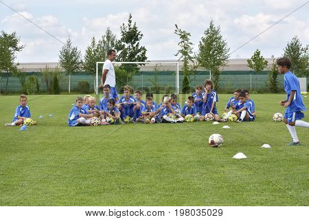 Ghimbav, Brasov, Romania - Agust 3: Soccer Football Training Camp For Kids, Children At Forex Ghimba