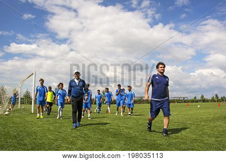 Ghimbav, Brasov, Romania - Agust 3: Soccer Football Training Camp For Kids, Children At Forex Ghimba