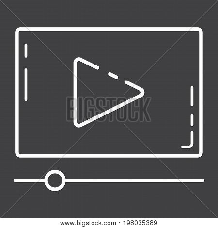 Video Marketing line icon, seo and development, play sign vector graphics, a linear pattern on a black background, eps 10.