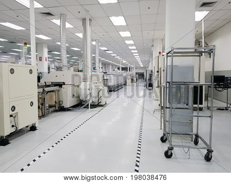 1 August 2017 ,Pathum Thani Thailand : Cleaned production line in electronic industrial with automation machine on January 27,2017 in Pathum Thani.