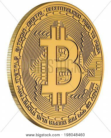 Bitcoin gold isolation on white high resolution