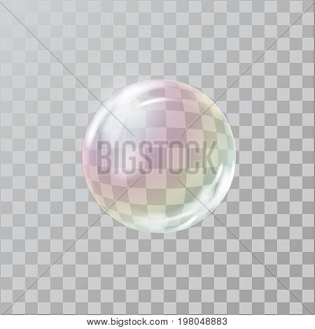 Realistic Soap Bubble With Rainbow Reflection