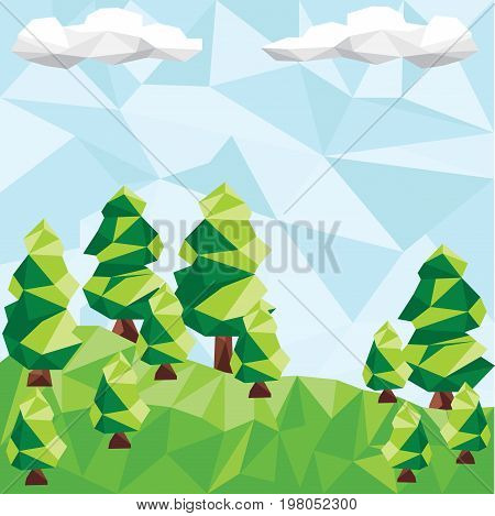 Abstract color vector pine forest polygon graphic