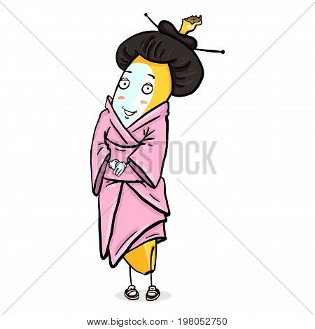 Vector Banana Character - Japan Traditional Geisha