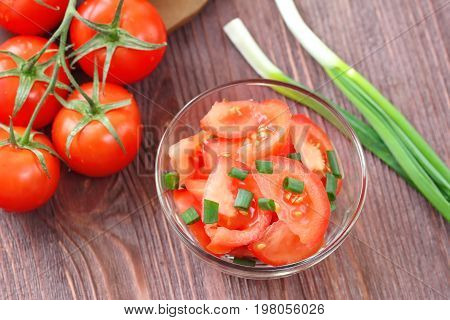 Fresh Salad With Tomatoes And Spring Onion