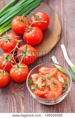 Fresh Salad With Tomatoes And Spring Onion