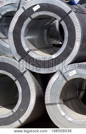 Rolls of cold-rolled galvanized steel with polymer coating in stock