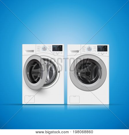 Vector Illustration Of  Two   Washers On Blue Background. Front