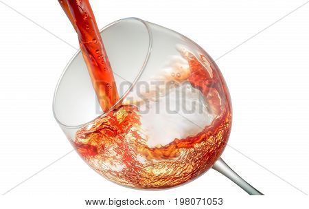 Wine splashing on glass isolated on white background