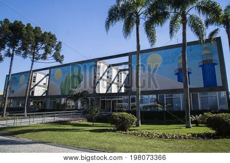 Town Hall Of Curitiba Cityscape, Parana State, Brazil. July, 2017.
