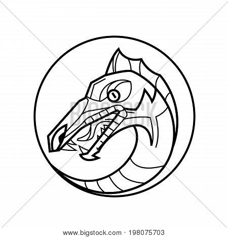 decorative dragon head in a circle mythical creature - suitable for a logo and design