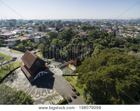 Curitiba, Aerial View Bosque Do Alemao Park. Parana - Brazil. July, 2017