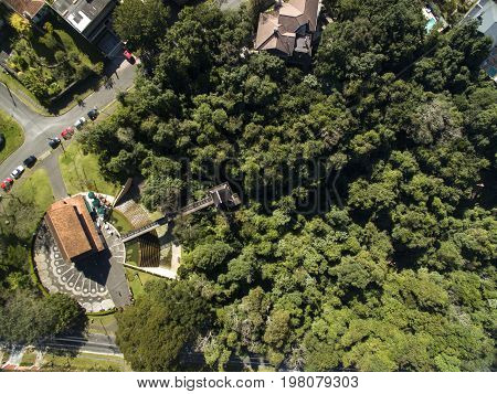 Curitiba, Aerial View Bosque Do Alemao Park. Parana - Brazil. July, 2017