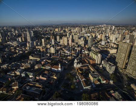 Aerial view of Curitiba cityscape Parana State Brazil. July 2017.