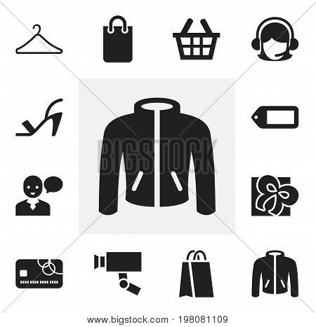 Set Of 12 Editable Shopping Icons. Includes Symbols Such As Heel Cothurnus, Purse, Label And More