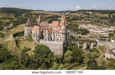 Gothic Renaissance Corvin castle in Hunedoara, Romania