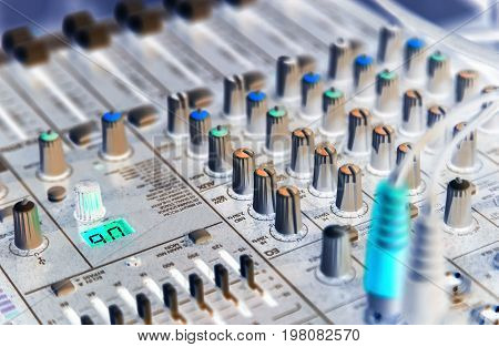 Professional audio equipment for controlling the audio mixer image inversion closeup
