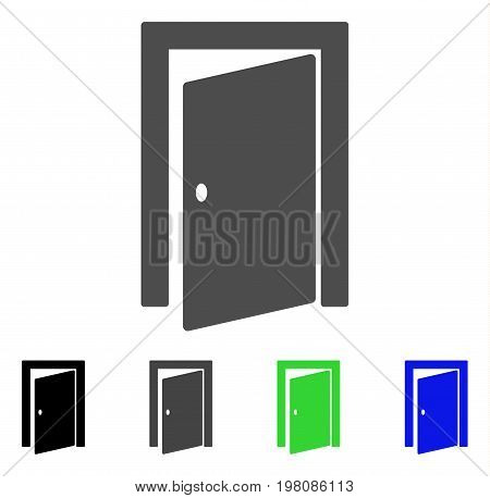 Door flat vector icon. Colored door, gray, black, blue, green pictogram versions. Flat icon style for application design.
