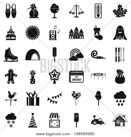 Children party icons set. Simple style of 36 children party vector icons for web isolated on white background