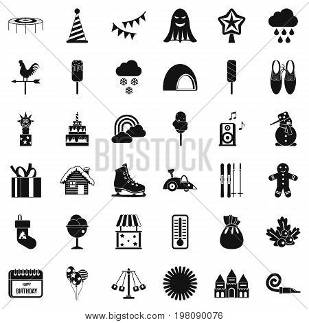Children carousel icons set. Simple style of 36 children carousel vector icons for web isolated on white background