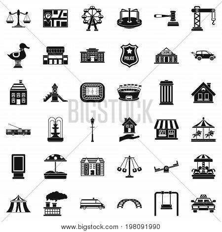 City architecture icons set. Simple style of 36 city architecture vector icons for web isolated on white background
