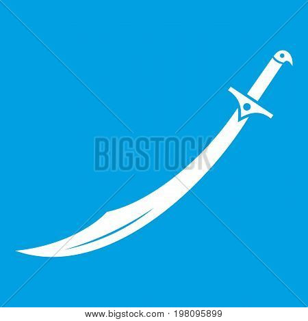 Scimitar sword icon white isolated on blue background vector illustration