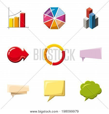 Infographic elements icons set. Cartoon set of 9 infographic elements vector icons for web isolated on white background