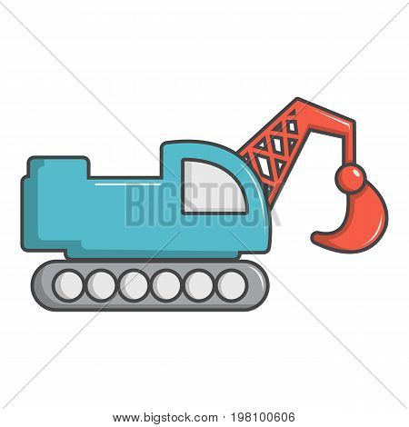 Crawler excavator truck icon. Cartoon illustration of crawler excavator truck vector icon for web design