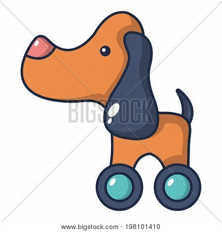 Dog toy on wheels icon. Cartoon illustration of dog toy on wheels vector icon for web design