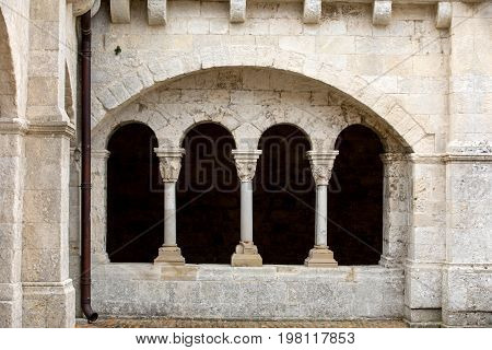 Romanesque capitals of the columns in the cloisters of the Abbey of Montmajour near Arles France