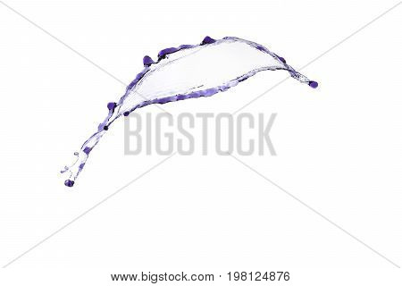 flying beautiful purple splah and drops isolated over white background
