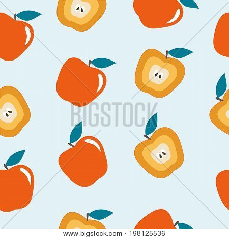 Seamless pattern made of beautiful apples in vector