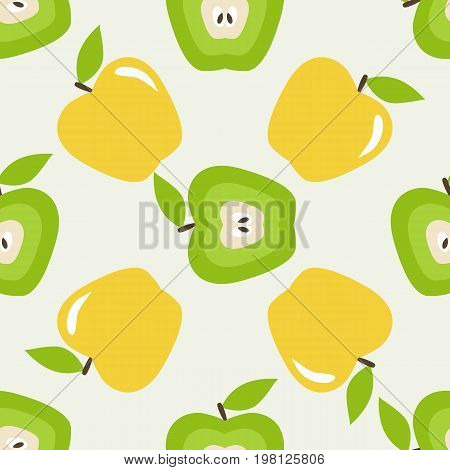 Seamless pattern made of beautiful apples in vector