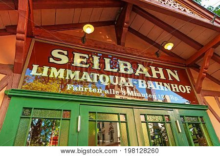 Zurich Switzerland - June 10, 2017: Zurich ropeway summit station 