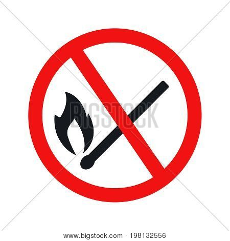 No fire sign icon on white background. Illustration flat vector eps10.