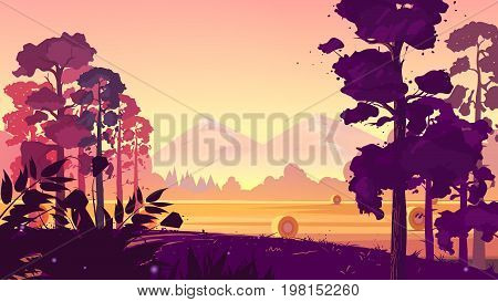 Rural landscape. illustration for web design development, natural landscape graphics for your design. size.1920x1080