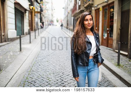 Summer Sunny Lifestyle Fashion Portrait Of Young Stylish Woman Walking On Street