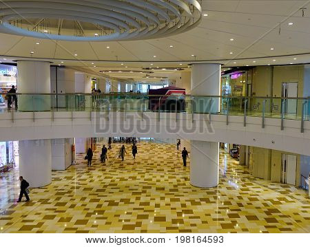 People Walking At Shopping Mall In Hong Kong