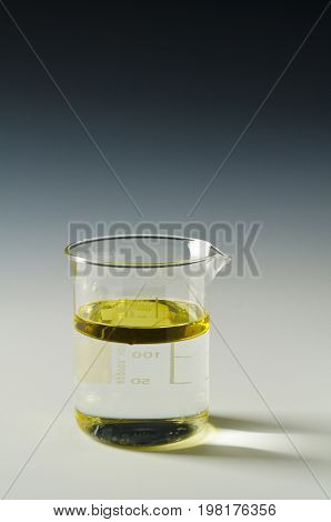 Physics. Immiscible fluids. Oil floating on water.4 of 4 image serie.