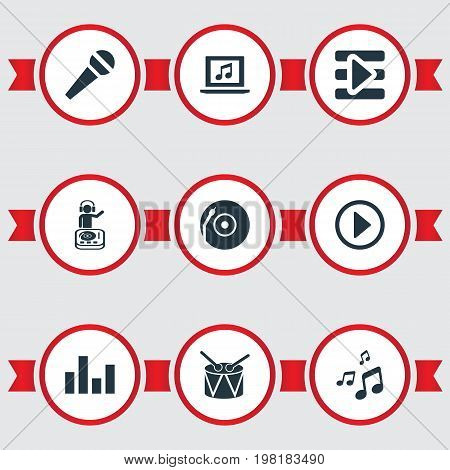 Elements Begin Button, Playboy, Laptop And Other Synonyms Controller, Playboy And Start.  Vector Illustration Set Of Simple Sound Icons.